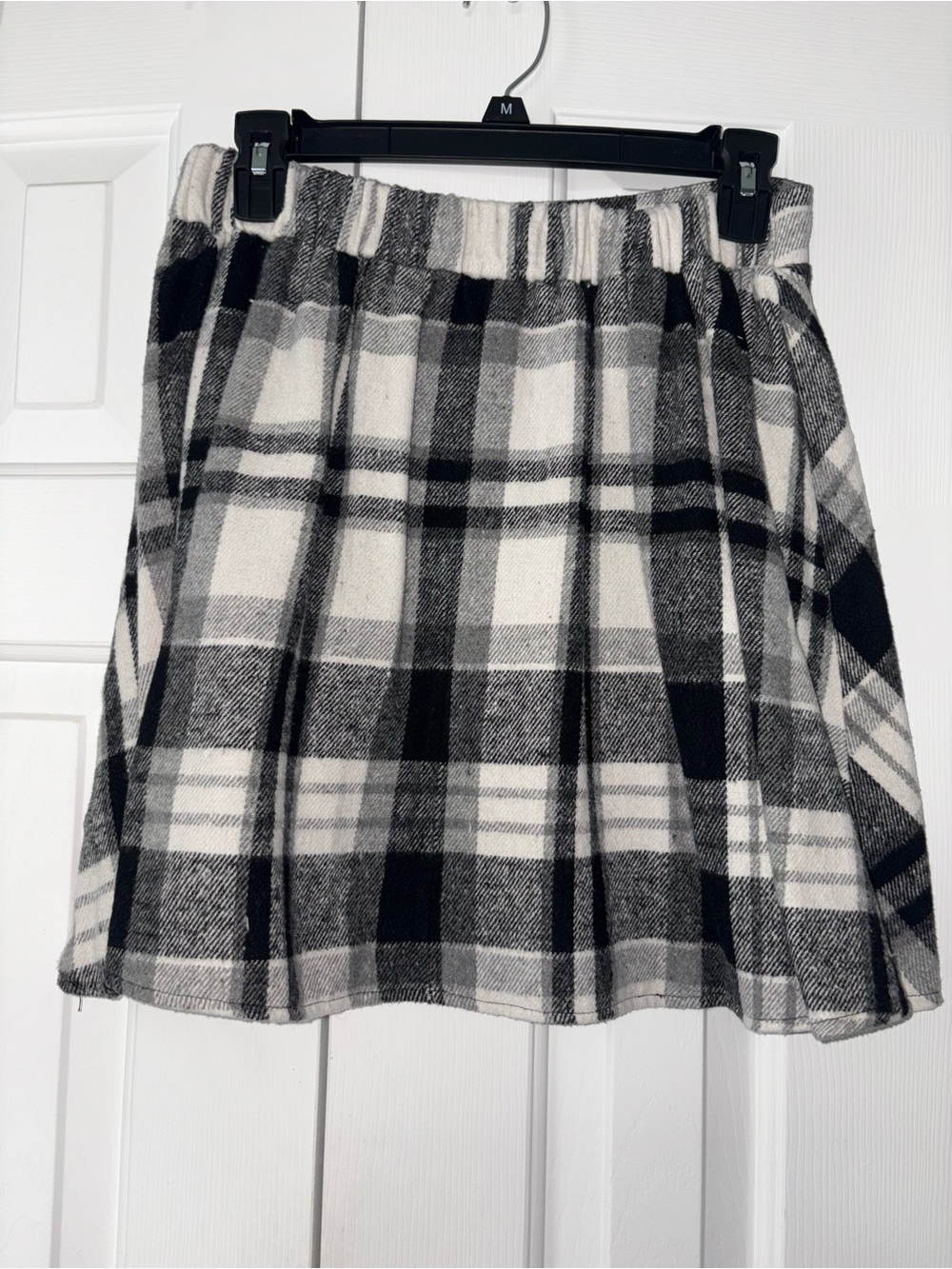 Black & White Plaid A-Line Skirt -